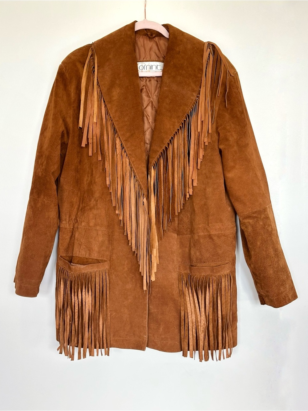 Vintage Fringe Genuine Suede Jacket - Brown